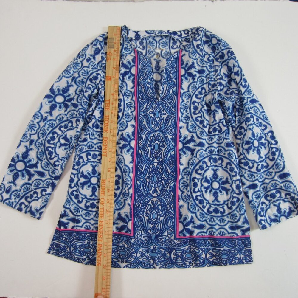 lilly pulitzer women's shirt blue vneck fish shirt xs - Picture 2 of 6